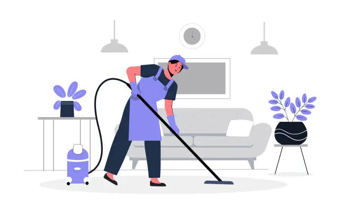 Home Cleaning Creative Character Design Illustration